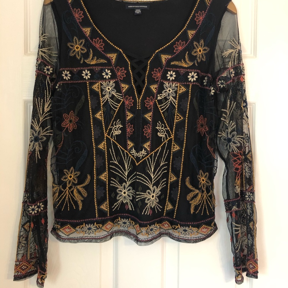 American Eagle embroidered blouse